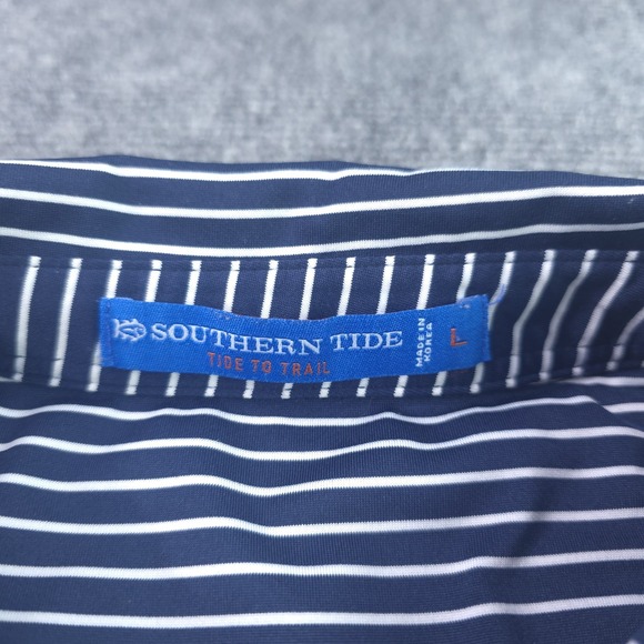 Southern Tide Charlotte 49ers Polo Large Tide To Trail Blue Striped Short Sleeve - Picture 3 of 9